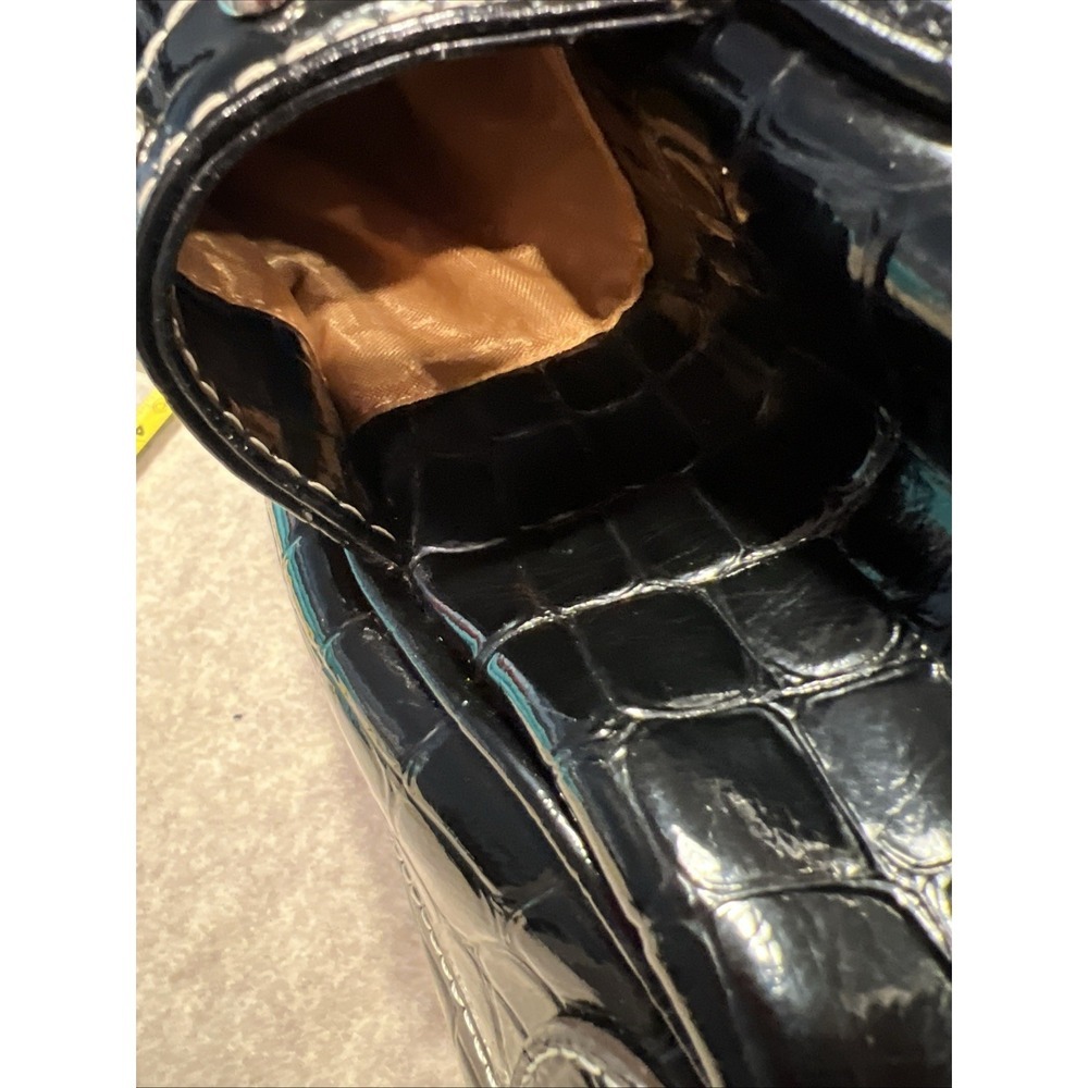 Kathy Van Zeeland Black Patent Leather Croc-Embossed Bag Large Gorgeous EUC - Picture 13 of 14